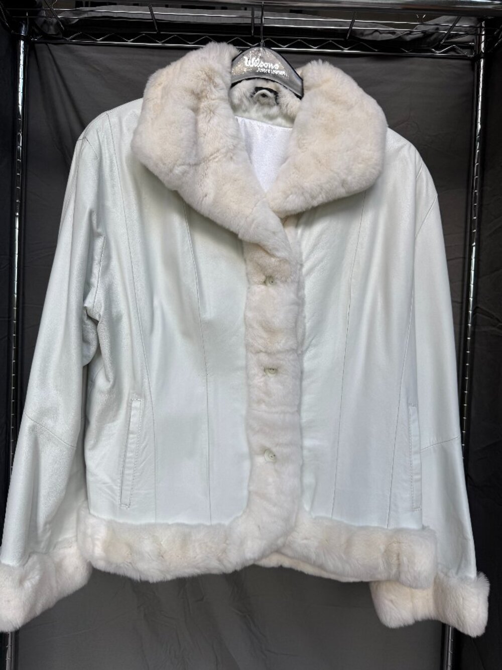 Cozy white leather jacket